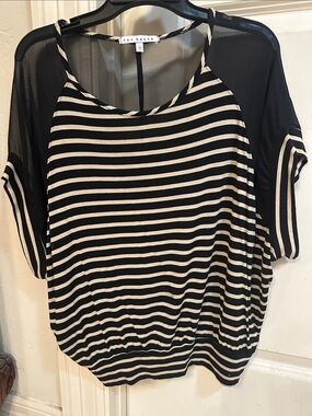 Red Haute Black and Cream Striped Women's Blouse